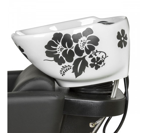 Парикмахерская мойка МД-123 раковина глубокая белая с цветами 