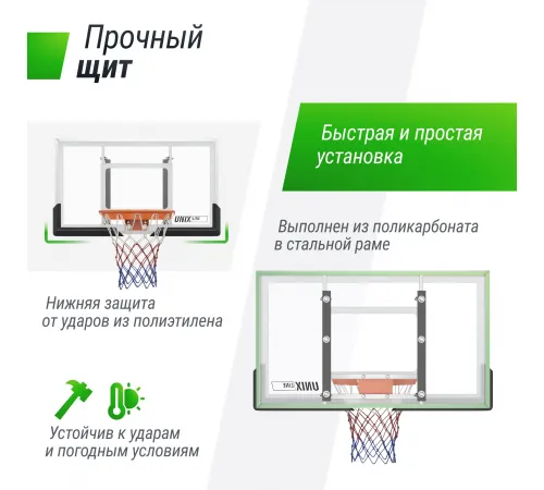 Баскетбольный щит UNIX Line B-Backboard-PC 50"x32" R45