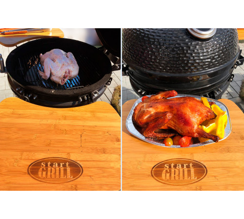 Керамический гриль-барбекю с окошком 22 дюйма (черный) (57см)