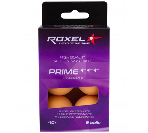 Мяч для настольного тенниса 3* Prime, оранжевый, 6 шт